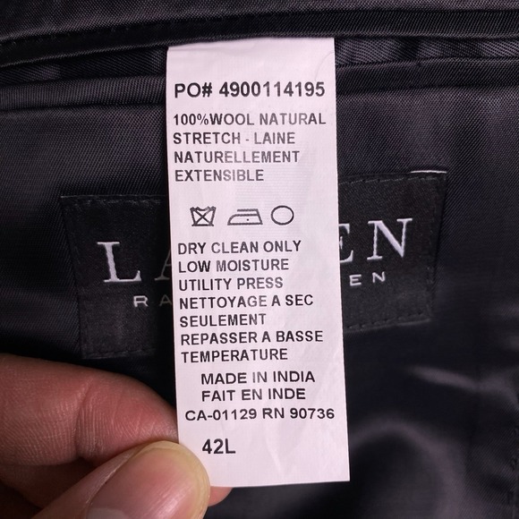NEW Lauren Ralph Lauren Tuxedo Jacket 42L Mens Larry Classic Fit 100% Wool Black - Picture 7 of 9